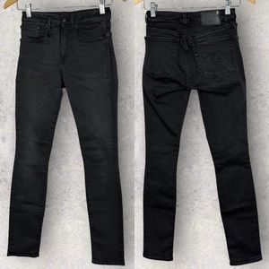 R13 Jenny Mid Rise Skinny Jeans Black‎ Country Womens Size 26 Denim Minimal Flaw
